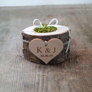 Ring Bearer Box, Wedding Ring Holder, Ring Bearer Pillow, Personalized Tree Stump, Wedding Proposal Ring Box, Engagement Ring Box Dish image 2