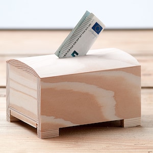 Small wooden piggy bank, unfinished saving money box, money bank DIY coins bank container found, wood change bank kids decoupage storage box