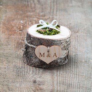 Ring Bearer Box, Wedding Ring Holder, Ring Bearer Pillow, Personalized Tree Stump, Wedding Proposal Ring Box, Engagement Ring Box Dish image 4