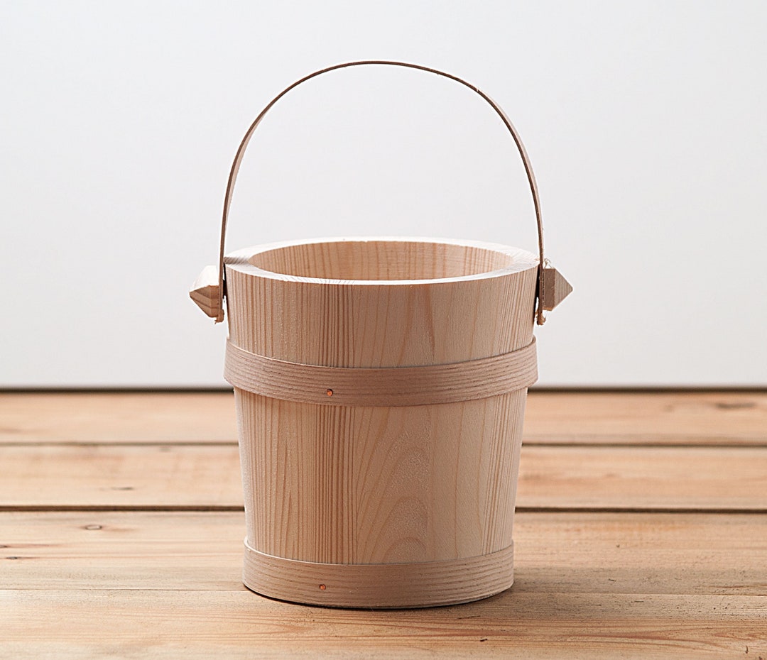 Natural Wooden Bucket Pail Unfinished Wood Basket Unpainted Etsy
