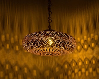 Pendelleuchte, Messing-Pendelleuchte, marokkanische Messing-Pendelleuchte, marokkanische Leuchten, Pendelbeleuchtung, einfache marokkanische Pendelleuchte