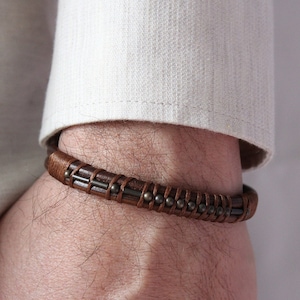 morsecode armband mannen gepersonaliseerde leren armband herdenkingscadeau voor mannen ter nagedachtenis van een dierbare rouwcadeau verlies van moeder vader