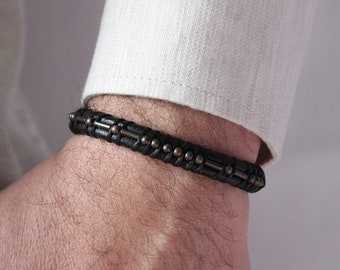 One Day At A Time Morse Code Bracelet, Sobriety Gift for men, Sober Anniversary Gift, Addiction Recovery Gift, Sobriety Bracelet for dad