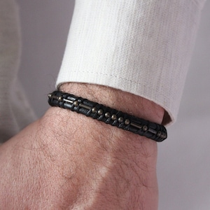 Morse Code Bracelet, Custom Mens Leather Bracelet for Men, Personalized Gift for Him, Anniversary gift, Valentines day gift for boyfriend