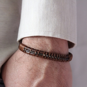 Bracelet code morse homme cadeaux d'anniversaire pour petit ami bracelet en cuir personnalisé cadeau commémoratif pour la perte de père mère mari fils