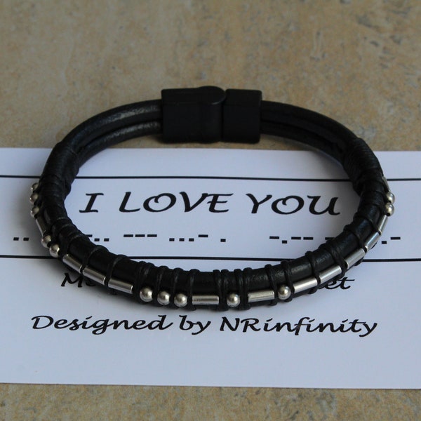 I Love You Morse Code Bracelet, Valentines Day Gift for Him, Long distance relationship gift for boyfriend, Fiance gift for him husband