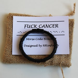Fuck Cancer Morse Code Bracelet, Cancer Survivor Gift, Strength Bracelet, Get Well Soon for men, Never give up, protection bracelet image 3