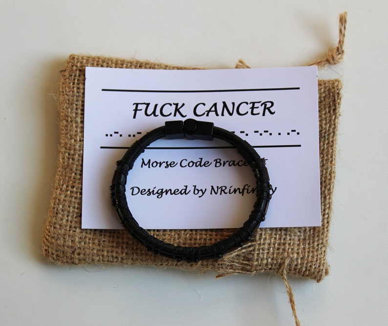 Fuck Cancer Morse Code Bracelet, Cancer Survivor Gift, Strength Bracelet, Get Well Soon for men, Never give up, protection bracelet image 3