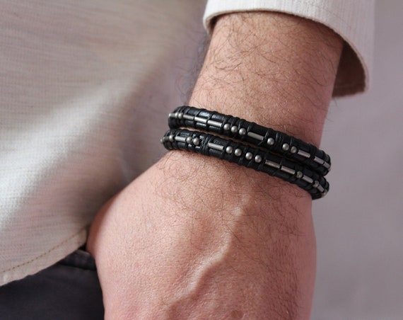 morse code bracelet mens personalized wrap leather bracelet boyfriend gift dad memorial graduation gift for him anniversary gifts for men