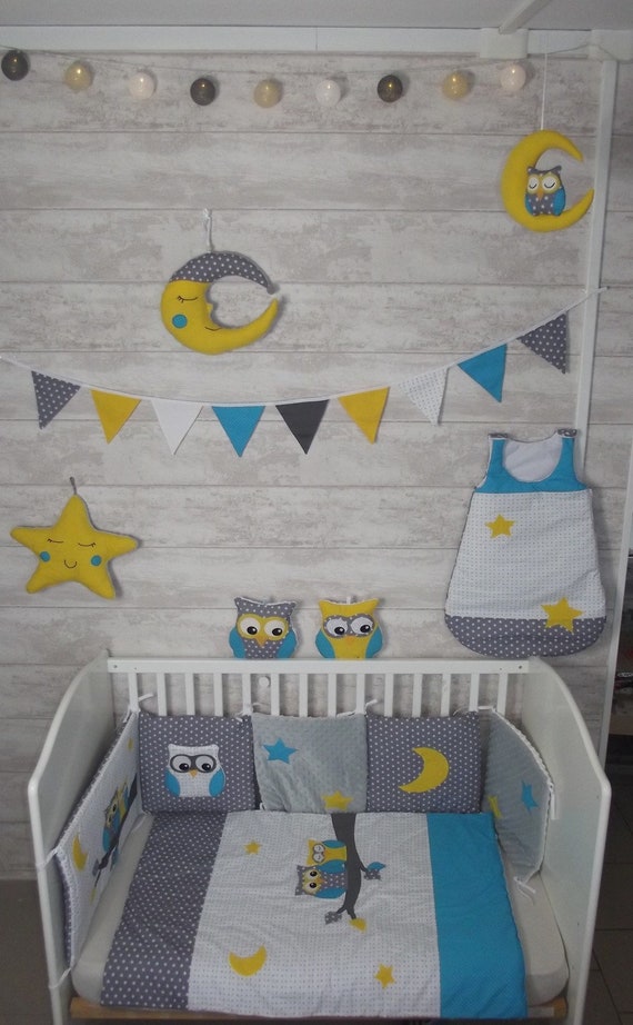 Baby Boy Owl Bed Tower Grey Blue And White Etsy Baby Boy Owl Bed Tower Grey Blue And White Etsy