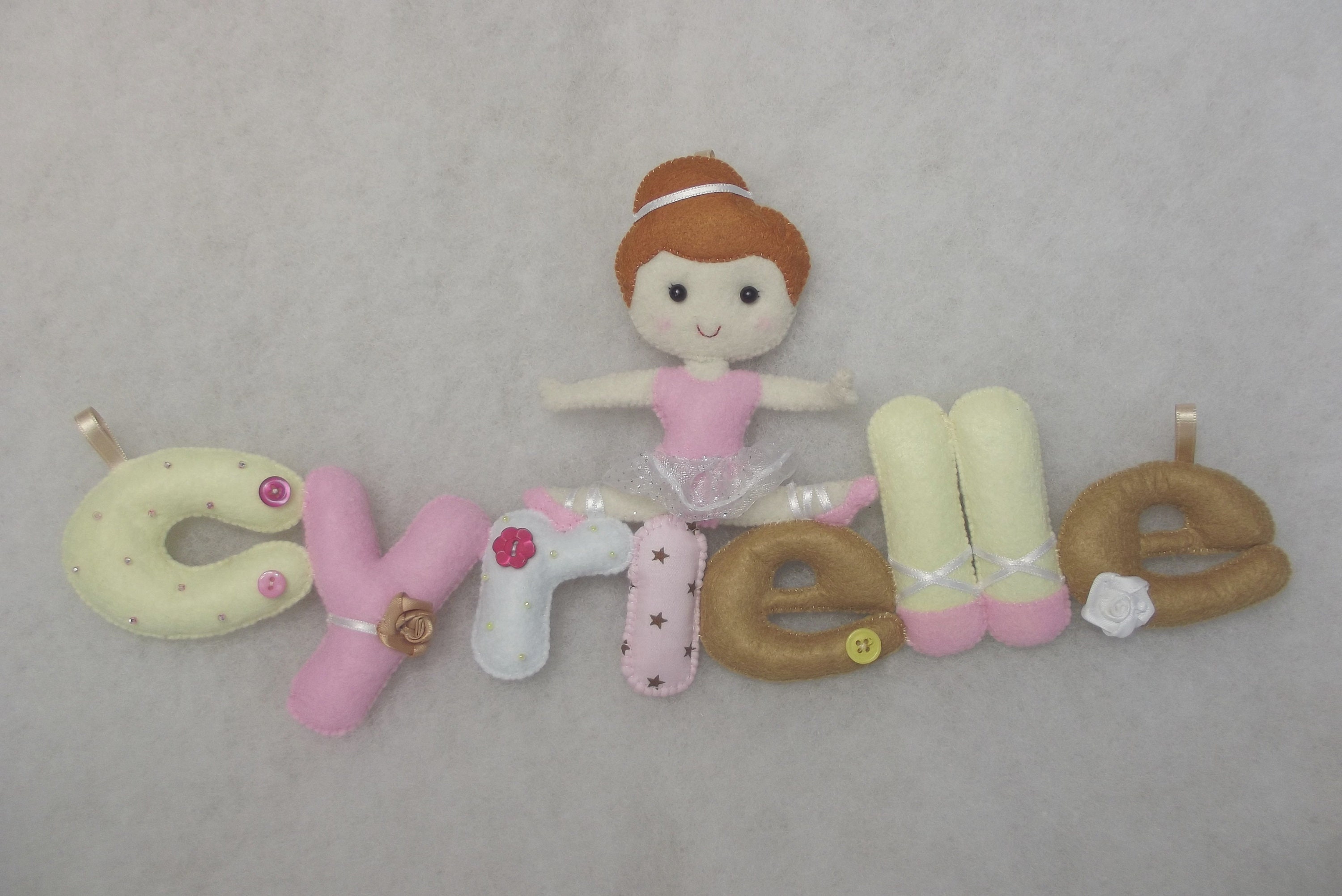 Guirlande Prénom en Feutrine Décorative avec Personnage Pour Chambre Debébé et d'enfant, Thème Balle