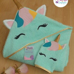 Serviette à Capuche Licorne Pour Enfant 127x77 Cm - 100% Coton, Ultra Absorbante, Avec Sac De Transport - âge 3 à 10 Ans - 5