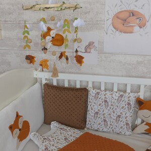 Mobile en feutrine renard,nuages,feuilles,automne,forêt pour chambre de bébé ou d'enfant à suspendre. Décoration de chambre bébé,mobile image 8