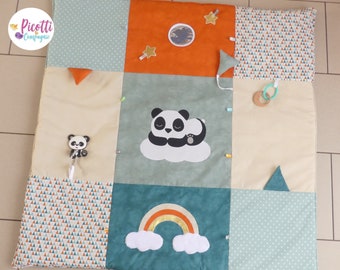 Sensory oeko tex awakening mat for baby theme panda, rainbow, star, cloud, play mat, Montessori