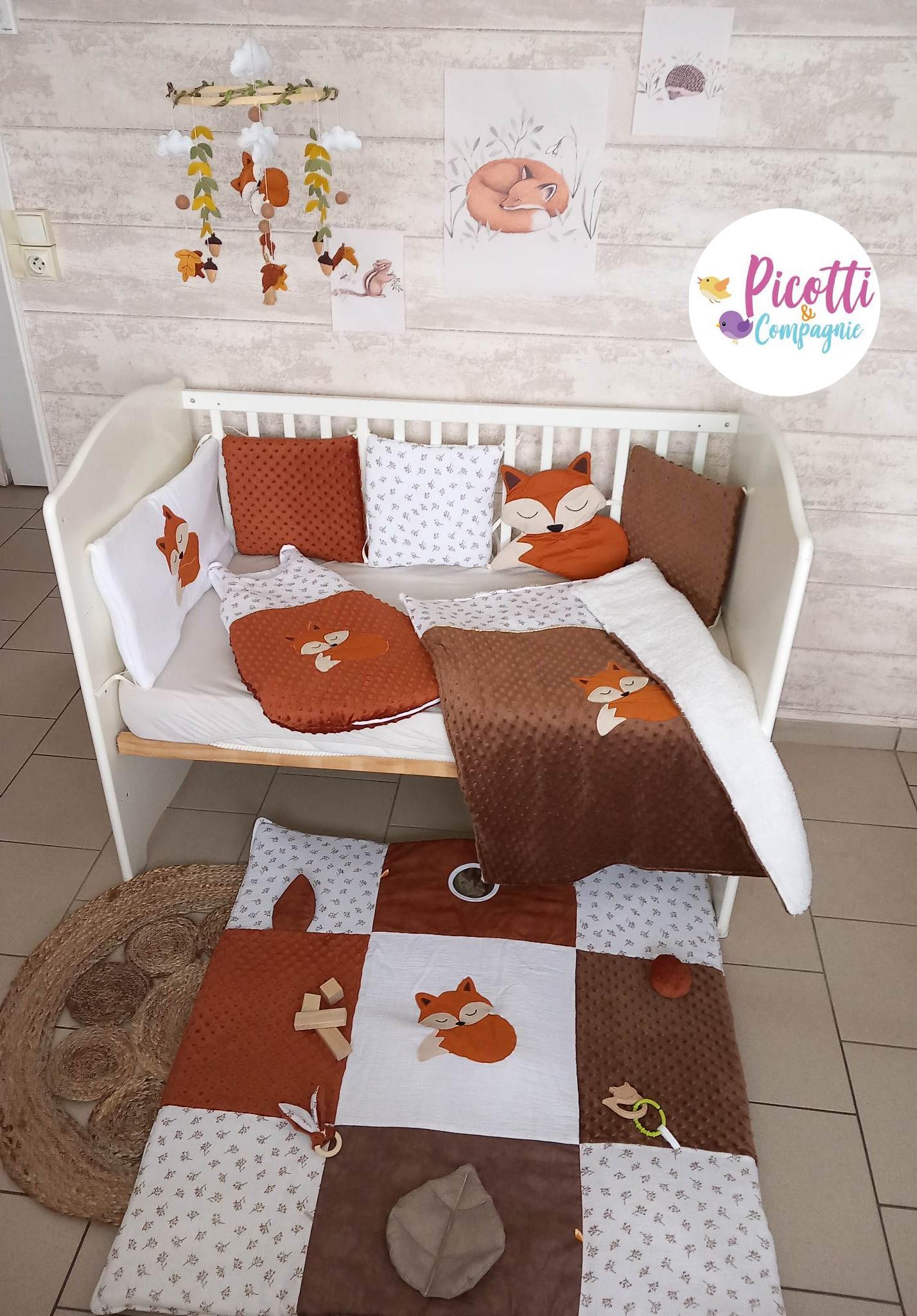 Babybettschoner, Fuchs, Schoner aus Doppelgaze und Minky