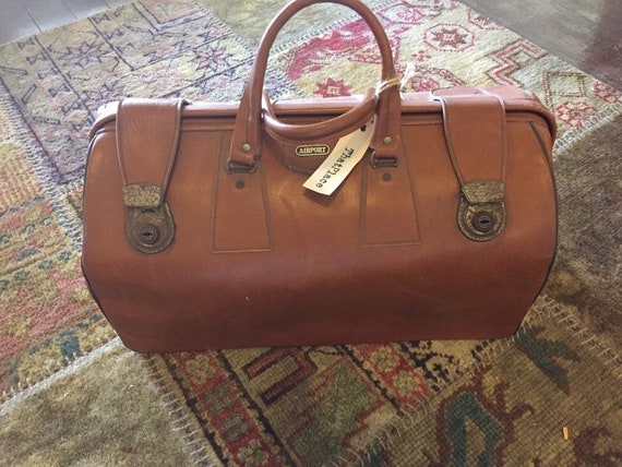 vintage leather overnight bag