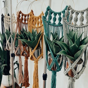 Macrame Dreamcatcher Plant Hanger Planter | Handmade Modern Macrame Boho Spiral Dreamcatcher Wall Hanging Plant Hanger Planter