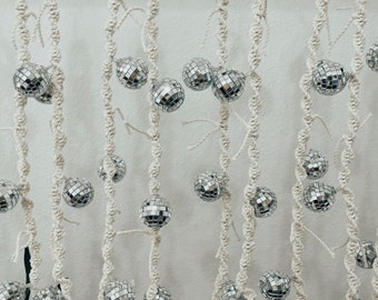 Macrame String Lights | Fringe Macrame Disco Ball Boho 70s String Lights Ornaments Holiday