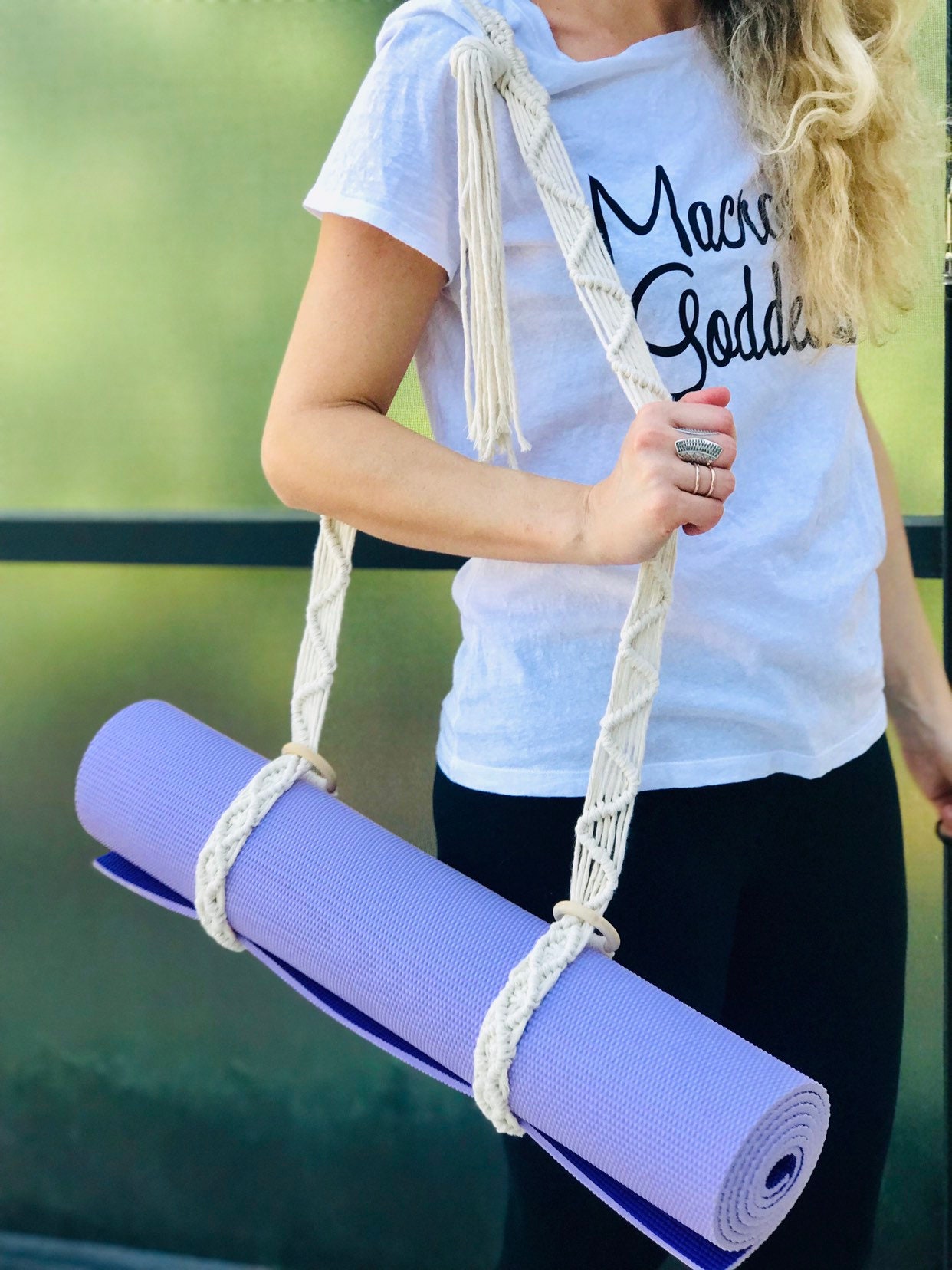 Macrame Yoga Mat Strap Handmade Macrame Boho Classic Square Etsy