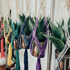 Macrame Plant Hanger Planter | Handmade Modern Macrame Dip Dye Tie Dye Ombre Boho Rose Plant Hanger Planter