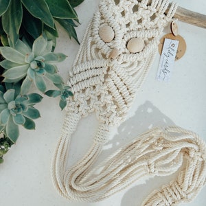 Macrame Plant Hanger Planter | Handmade Modern Macrame Owl Driftwood Wall Hanging Plant Hanger Planter