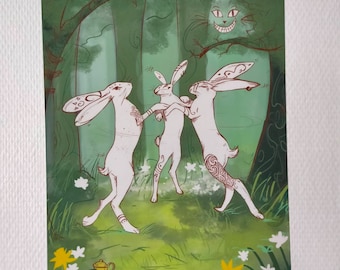 Danse des lapins de Pâques A5 Print
