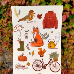 Impression A5 avec fox, robin, ambiance automnale