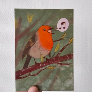 Carte postale Rouge-gorge qui chante