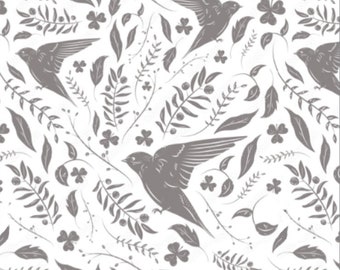 Grey birds fabric for upholstery, Animal Printed Upholster Fabric in different materials