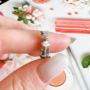 Miniature Dollhouse Cat Figurine, Metal Miniature Animals, 1/6 Dollhouse