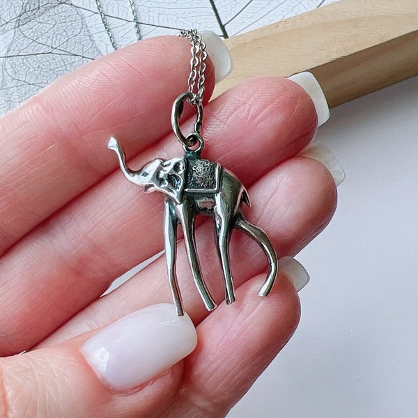 925 silver Salvador Dali elephant pendant, Dali elephant jewelry, Whimsical jewelry, Surrealist jewelry, Surreal jewelry, gift for her