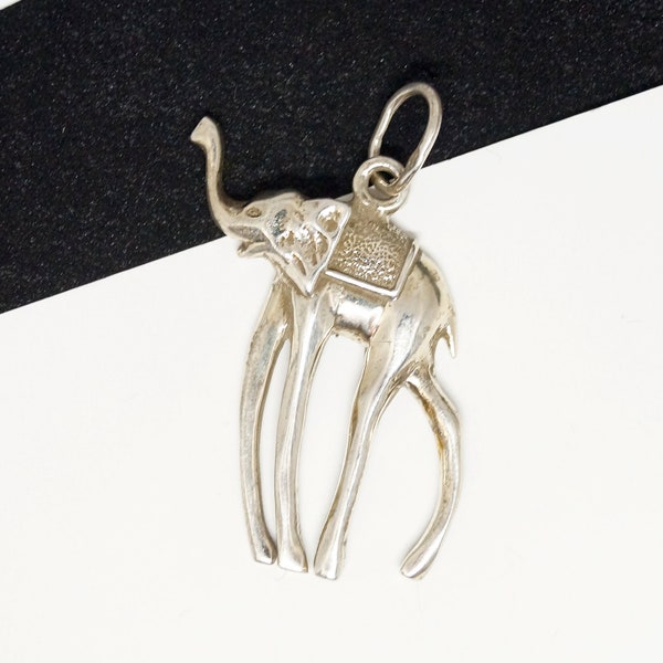 Salvador Dali's elephant sterling silver pendant / Dali elephant jewelry / Surrealist jewelry / Surreal jewelry / gift for him, gift for her