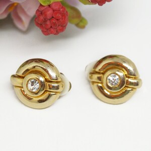 ANDRE COURREGES Earrings Chunky Gold Tone Crystal Clip on - Etsy