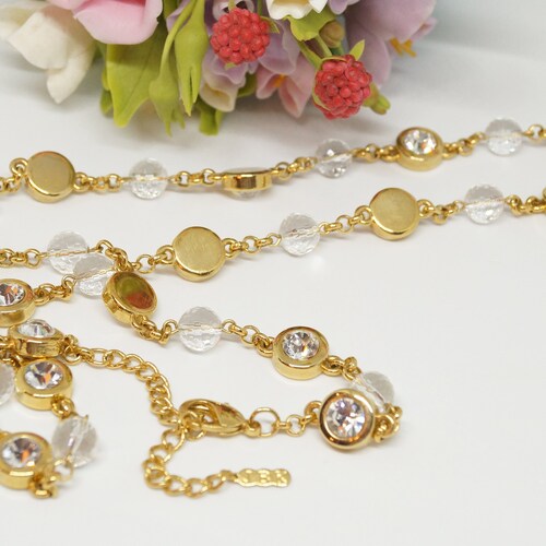 Jackie Kennedy gold crystal necklace, shops JBK necklace, Swarovski crystal Vintage jewelry, vintage necklace