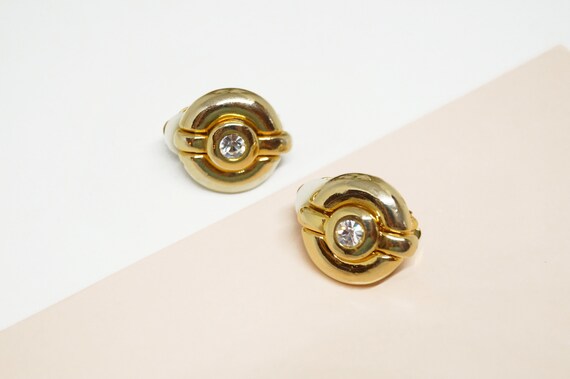 ANDRE COURREGES Earrings, Chunky Gold Tone Crystal