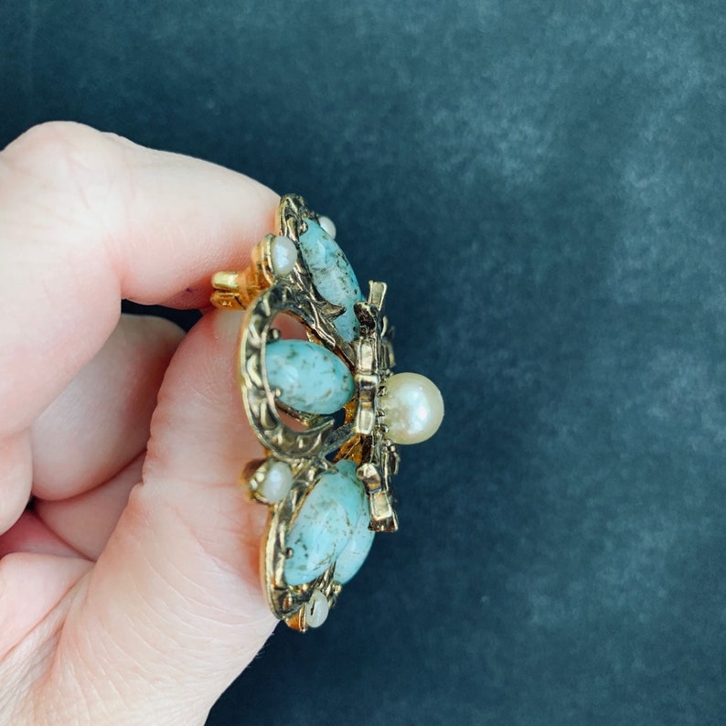 Antique Brooch Turquoise Brooch Pearl Brooch Gold Victorian Etsy
