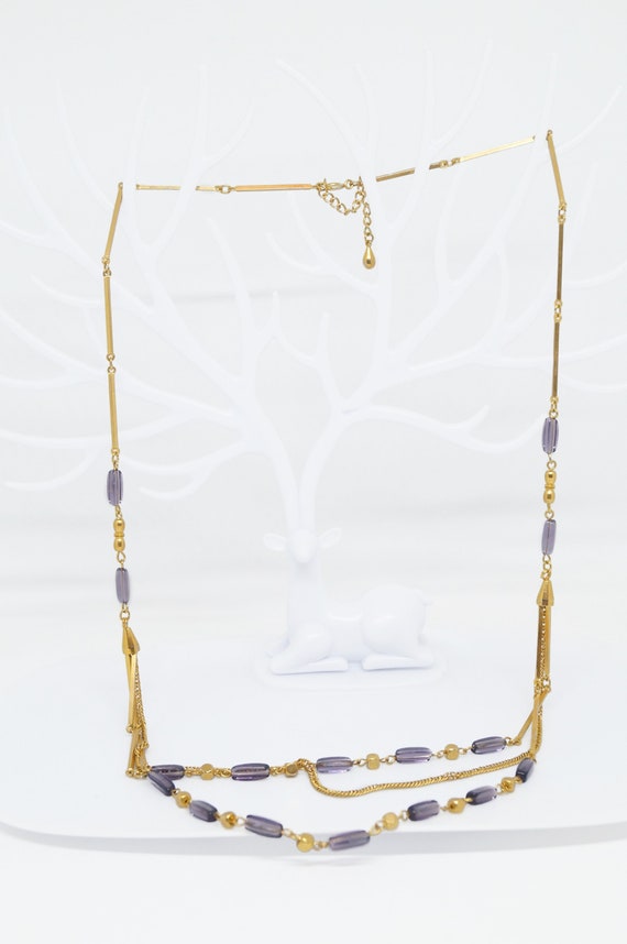 Amethyst lavender necklace vintage, multi chain ne