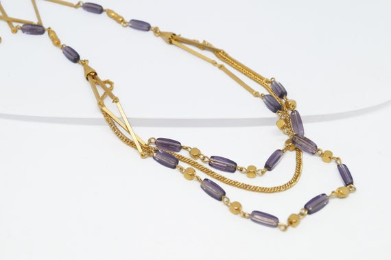 Amethyst lavender necklace vintage, multi chain ne