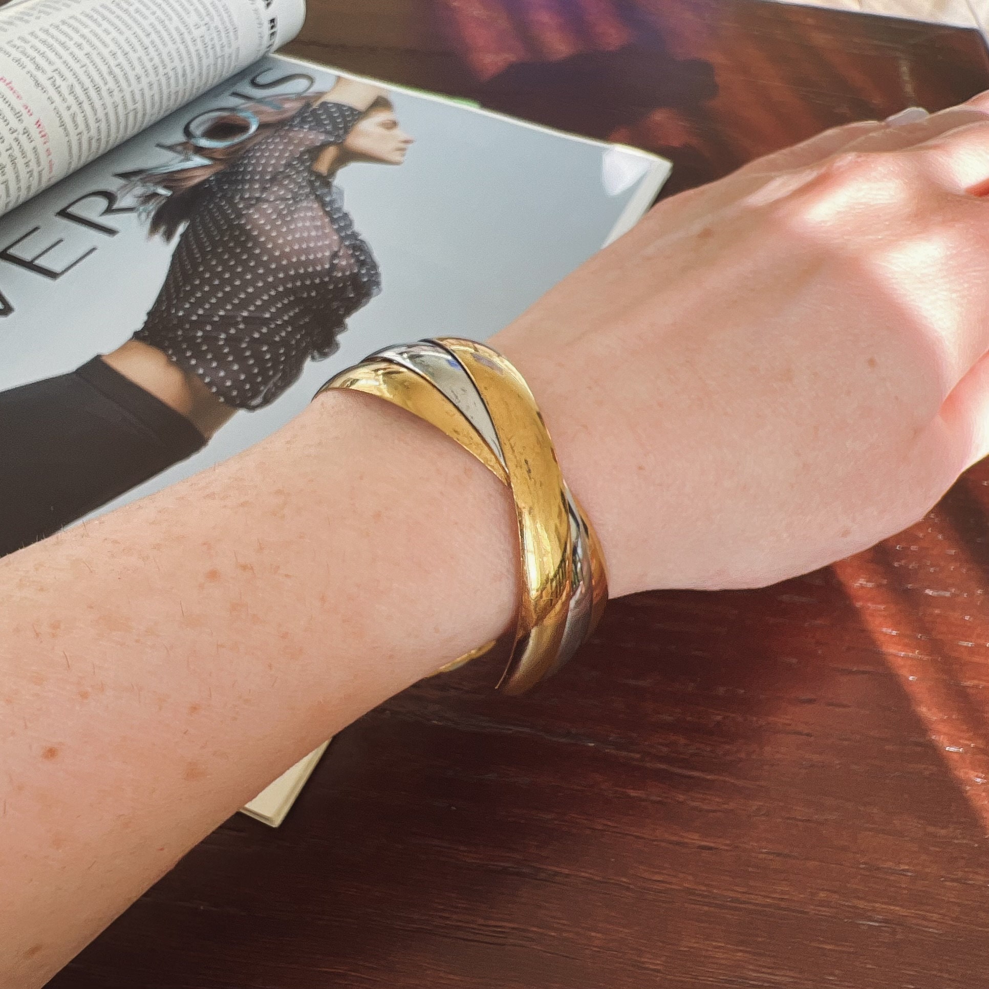 JH Gold and Silver Vintage Stackable Bracelet - Etsy