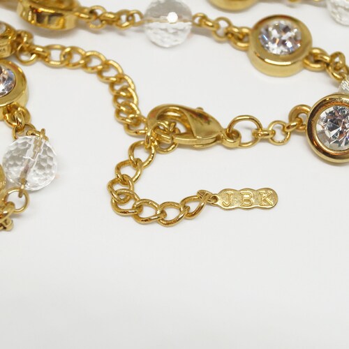 Jackie Kennedy gold crystal necklace, shops JBK necklace, Swarovski crystal Vintage jewelry, vintage necklace