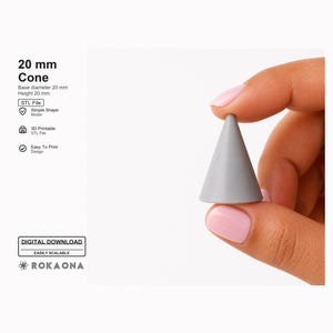 20mm Cone STL File, Simple Geometric Cone Model, Digital Download for 3D Printing and CAD