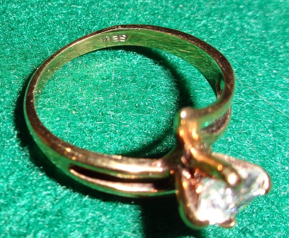 SETA Gold plated Rhinestone Ring marked SETA insi… - image 3