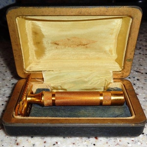 Venta de bienes inmuebles encontrar. Nuevo kit de maquinilla de afeitar Bostonian Gillette Gold. Décadas de 1920 a 1930