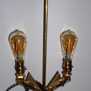 Art Deco cast iron and brass vintage lamp
