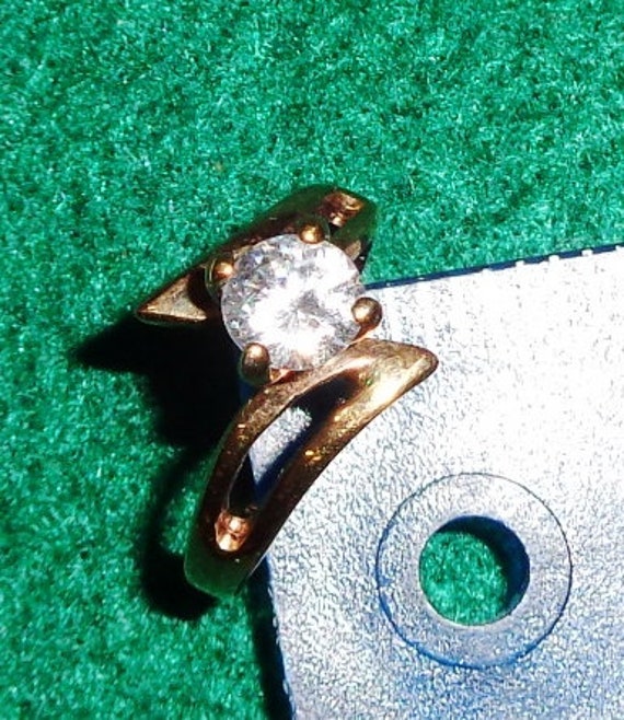 SETA Gold plated Rhinestone Ring marked SETA insi… - image 1