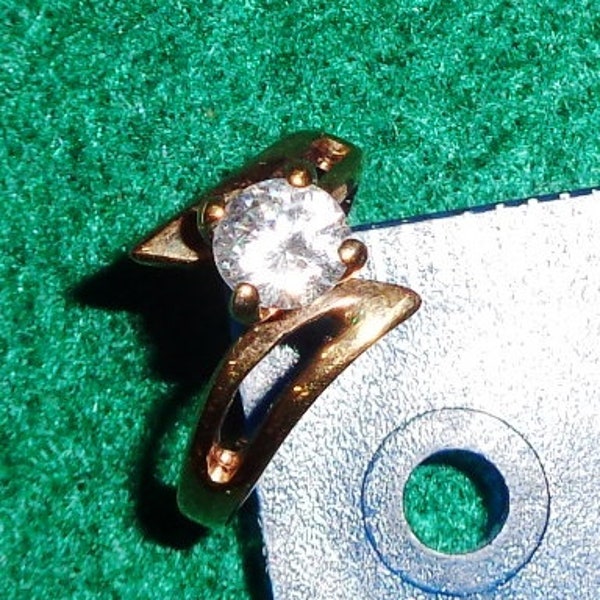 SETA Gold plated Rhinestone Ring marked SETA inside