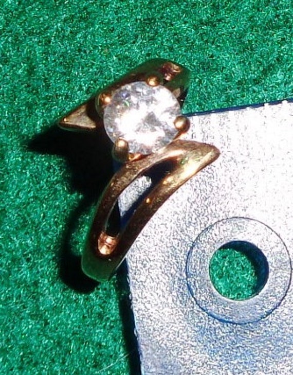 SETA Gold plated Rhinestone Ring marked SETA insi… - image 5