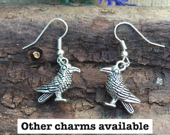 Edgar Allan Poe earrings - other charms available