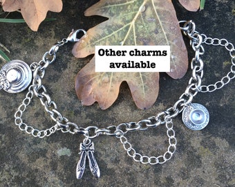 Jane Austen charm and chain bracelet - other charms available