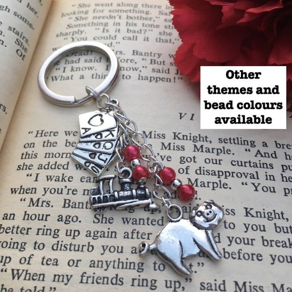 Murder mystery beaded key ring with the theme and bead colour of your choice